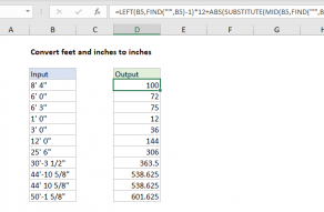 Excel formula: Convert feet and inches to inches