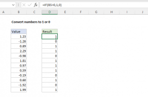 Excel formula: Convert numbers to 1 or 0