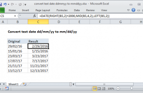 Excel formula: Convert text date dd/mm/yy to mm/dd/yy