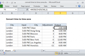 Excel formula: Convert time to time zone