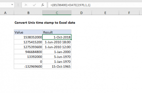 Excel formula: Convert Unix time stamp to Excel date