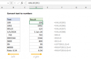 Excel formula: Convert text to numbers