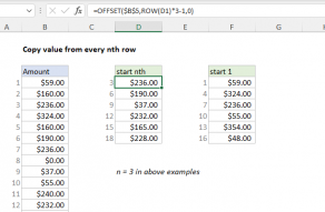 Excel formula: Copy value from every nth row