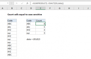 Excel formula: Count cells equal to case sensitive