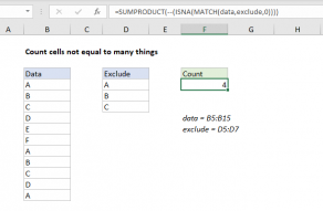 Excel formula: Count cells not equal to many things
