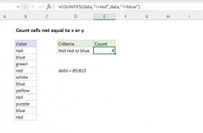 Excel formula: Count cells not equal to x or y