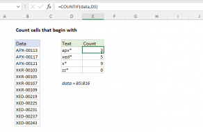 Excel formula: Count cells that begin with
