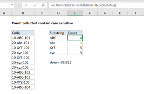 Excel formula: Count cells that contain case sensitive