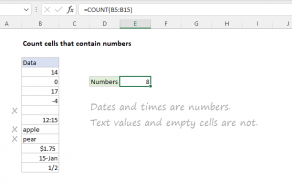 Excel formula: Count cells that contain numbers