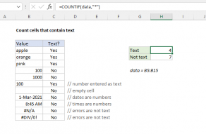 Excel formula: Count cells that contain text