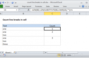 Excel formula: Count line breaks in cell