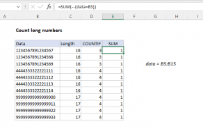 Excel formula: Count long numbers