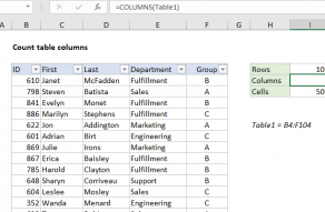 Excel formula: Count table columns