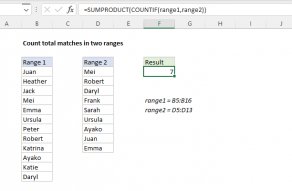 Excel formula: Count total matches in two ranges
