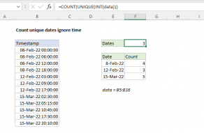 Excel formula: Count unique dates ignore time