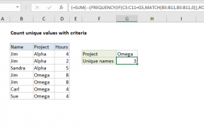 Excel formula: Count unique text values with criteria