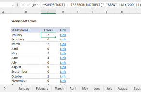 Excel formula: Count errors in all sheets