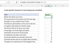 Excel formula: Count specific characters in text string