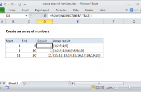 Excel formula: Create array of numbers