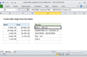 Excel formula: Create date range from two dates