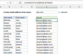 Excel formula: Create email address from name