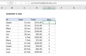 Excel formula: Customer is new