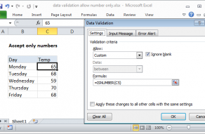 Excel formula: Data validation allow numbers only