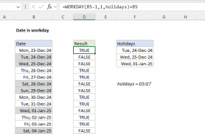 Excel formula: Date is workday
