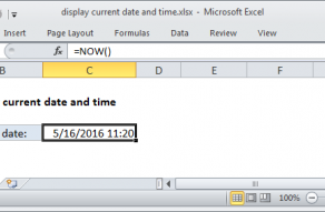 Excel formula: Display the current date and time