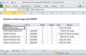 Excel formula: Dynamic named range with OFFSET