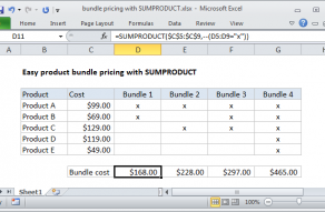Excel formula: Easy bundle pricing with SUMPRODUCT