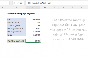 Excel formula: Estimate mortgage payment