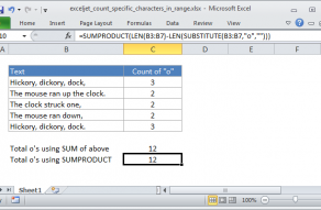 Excel formula: Count specific characters in a range