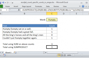 Excel formula: Count specific words in a range