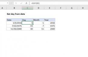 Excel formula: Get day from date