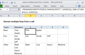 Excel formula: Extract multiple lines from a cell