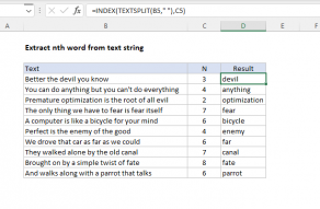 Excel formula: Extract nth word from text string