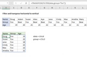 Excel formula: Filter and transpose horizontal to vertical