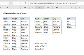 Excel formula: Filter contains one of many