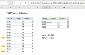 Excel formula: FILTER last n valid entries