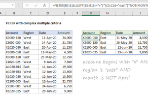 Excel formula: FILTER with complex multiple criteria