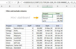 Excel formula: Filter and exclude columns