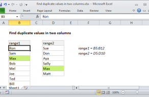 Excel formula: Find duplicate values in two columns