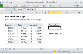 Excel formula: First column number in range