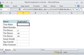 Excel formula: Flag first duplicate in a list