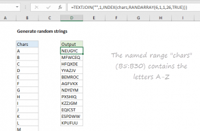 Excel formula: Generate random text strings