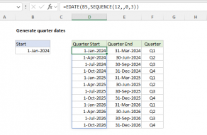 Excel formula: Generate quarter dates