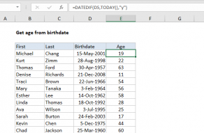 Excel formula: Get age from birthday