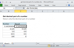 Excel formula: Get decimal part of a number