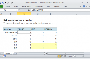 Excel formula: Get integer part of a number